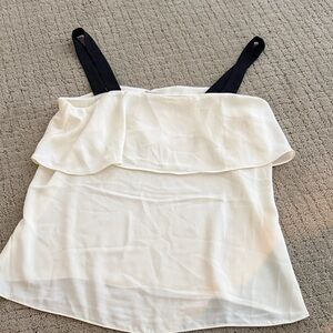 H&M Cream Ruffle Camisole with Black Straps